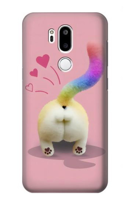 W3923 Queue d'arc-en-ciel de fond de chat Etui Coque Housse et Flip Housse Cuir pour LG G7 ThinQ