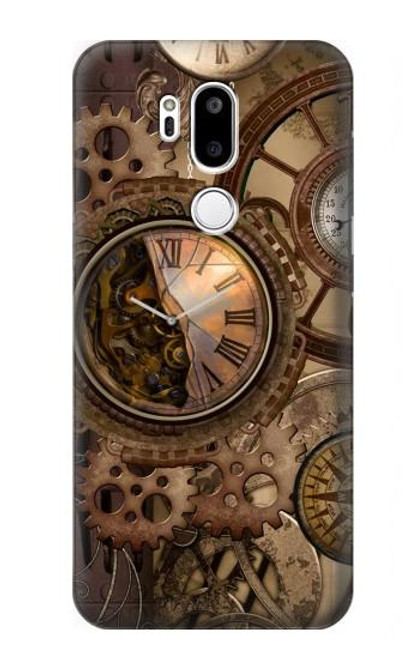 W3927 Boussole Horloge Gage Steampunk Etui Coque Housse et Flip Housse Cuir pour LG G7 ThinQ