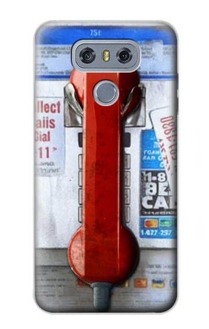 W3925 Collage Téléphone Public Vintage Etui Coque Housse et Flip Housse Cuir pour LG G6