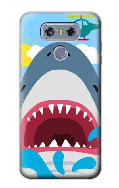 W3947 Caricature d'hélicoptère de requin Etui Coque Housse et Flip Housse Cuir pour LG G6