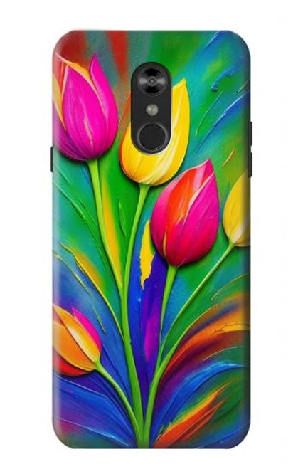 W3926 Peinture à l'huile de tulipe colorée Etui Coque Housse et Flip Housse Cuir pour LG Q Stylo 4, LG Q Stylus