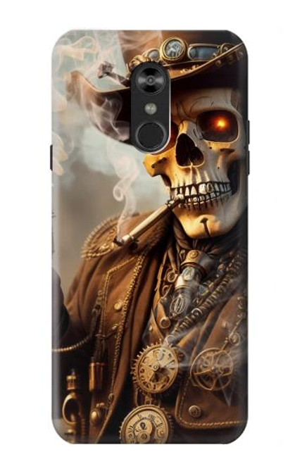 W3949 Crâne Steampunk Fumer Etui Coque Housse et Flip Housse Cuir pour LG Q Stylo 4, LG Q Stylus