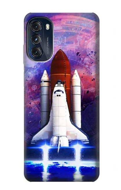 W3913 Navette spatiale nébuleuse colorée Etui Coque Housse et Flip Housse Cuir pour Motorola Moto G (2022)