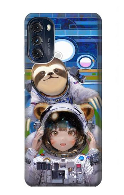 W3915 Costume d'astronaute paresseux pour bébé fille raton laveur Etui Coque Housse et Flip Housse Cuir pour Motorola Moto G (2022)