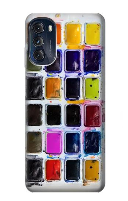 W3956 Graphique de boîte à palette aquarelle Etui Coque Housse et Flip Housse Cuir pour Motorola Moto G (2022)