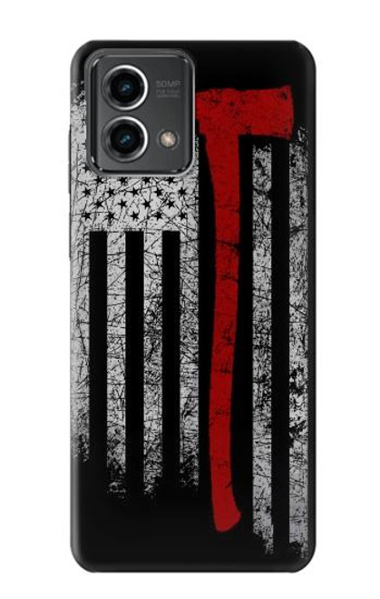 W3958 Drapeau de hache de pompier Etui Coque Housse et Flip Housse Cuir pour Motorola Moto G Stylus 5G (2023)