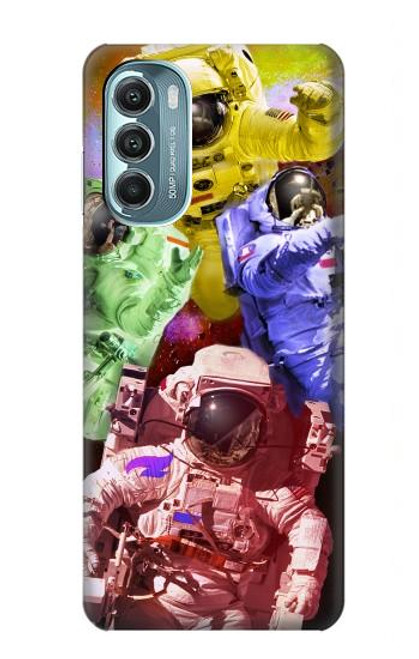 W3914 Galaxie colorée de costume d'astronaute de nébuleuse Etui Coque Housse et Flip Housse Cuir pour Motorola Moto G Stylus 5G (2022)