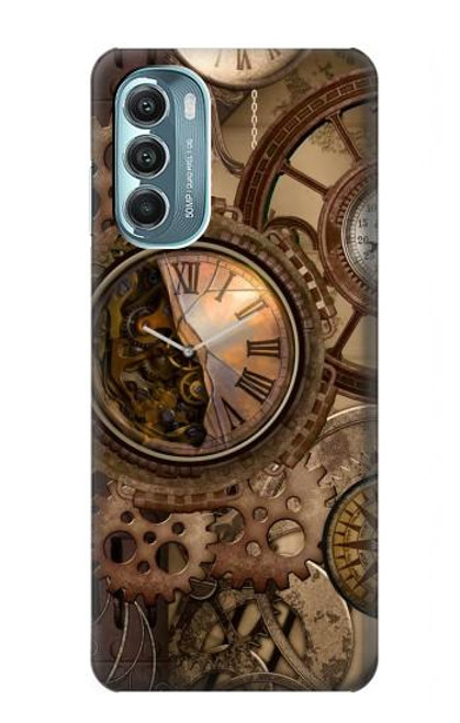 W3927 Boussole Horloge Gage Steampunk Etui Coque Housse et Flip Housse Cuir pour Motorola Moto G Stylus 5G (2022)