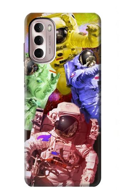 W3914 Galaxie colorée de costume d'astronaute de nébuleuse Etui Coque Housse et Flip Housse Cuir pour Motorola Moto G Stylus 4G (2022)