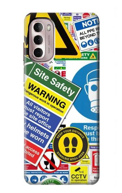 W3960 Collage d'autocollants de signalisation de sécurité Etui Coque Housse et Flip Housse Cuir pour Motorola Moto G Stylus 4G (2022)