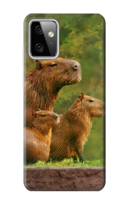 W3917 Cochon d'Inde géant de la famille Capybara Etui Coque Housse et Flip Housse Cuir pour Motorola Moto G Power (2023) 5G