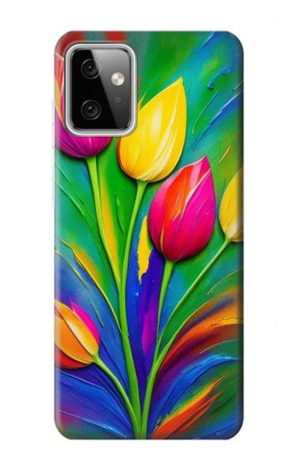 W3926 Peinture à l'huile de tulipe colorée Etui Coque Housse et Flip Housse Cuir pour Motorola Moto G Power (2023) 5G