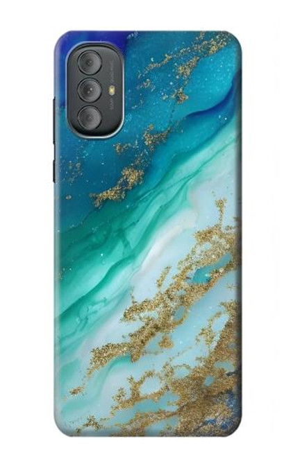 W3920 Couleur bleu océan abstrait émeraude mélangée Etui Coque Housse et Flip Housse Cuir pour Motorola Moto G Power 2022, G Play 2023