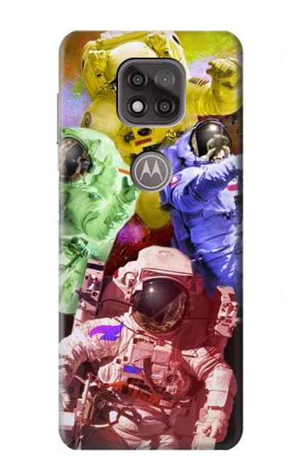 W3914 Galaxie colorée de costume d'astronaute de nébuleuse Etui Coque Housse et Flip Housse Cuir pour Motorola Moto G Power (2021)