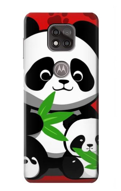W3929 Panda mignon mangeant du bambou Etui Coque Housse et Flip Housse Cuir pour Motorola Moto G Power (2021)