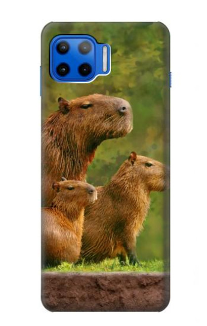 W3917 Cochon d'Inde géant de la famille Capybara Etui Coque Housse et Flip Housse Cuir pour Motorola Moto G 5G Plus
