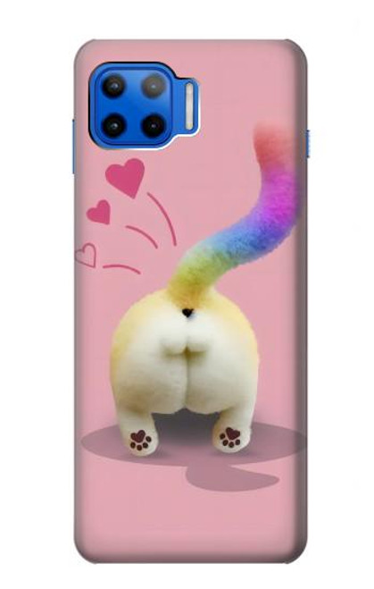 W3923 Queue d'arc-en-ciel de fond de chat Etui Coque Housse et Flip Housse Cuir pour Motorola Moto G 5G Plus