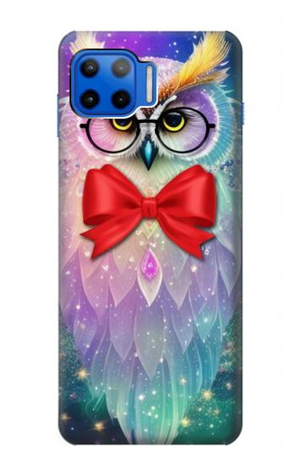 W3934 Hibou nerd fantastique Etui Coque Housse et Flip Housse Cuir pour Motorola Moto G 5G Plus