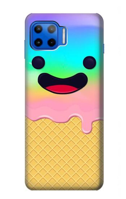 W3939 Sourire mignon de crème glacée Etui Coque Housse et Flip Housse Cuir pour Motorola Moto G 5G Plus