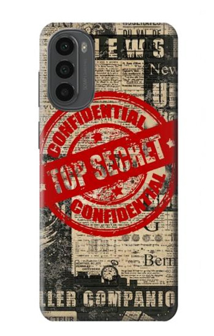 W3937 Texte Top Secret Art Vintage Etui Coque Housse et Flip Housse Cuir pour Motorola Moto G52, G82 5G