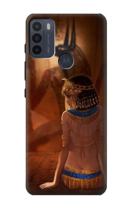 W3919 La reine égyptienne Cléopâtre Anubis Etui Coque Housse et Flip Housse Cuir pour Motorola Moto G50