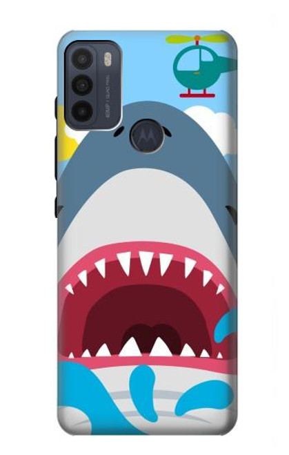 W3947 Caricature d'hélicoptère de requin Etui Coque Housse et Flip Housse Cuir pour Motorola Moto G50