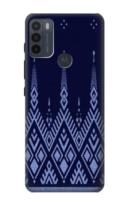 W3950 Motif textile thaïlandais bleu Etui Coque Housse et Flip Housse Cuir pour Motorola Moto G50