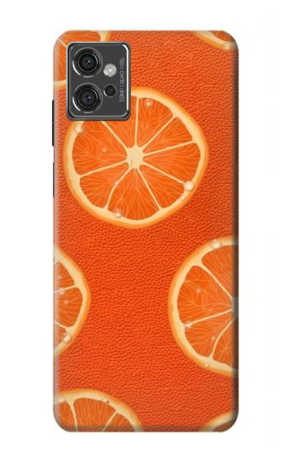 W3946 Motif orange sans couture Etui Coque Housse et Flip Housse Cuir pour Motorola Moto G32