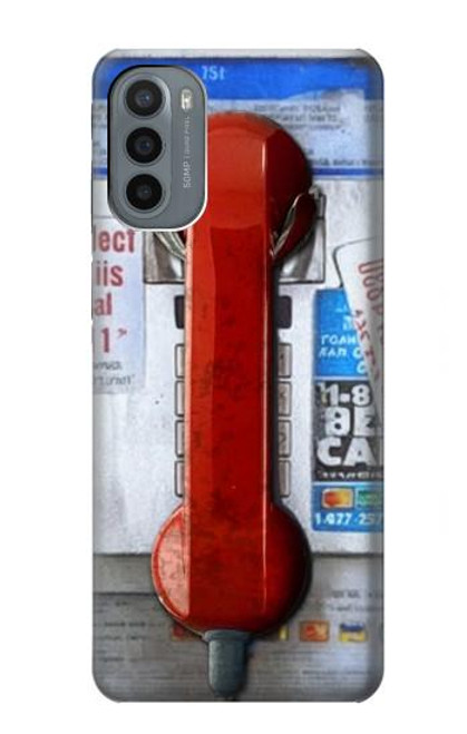 W3925 Collage Téléphone Public Vintage Etui Coque Housse et Flip Housse Cuir pour Motorola Moto G31