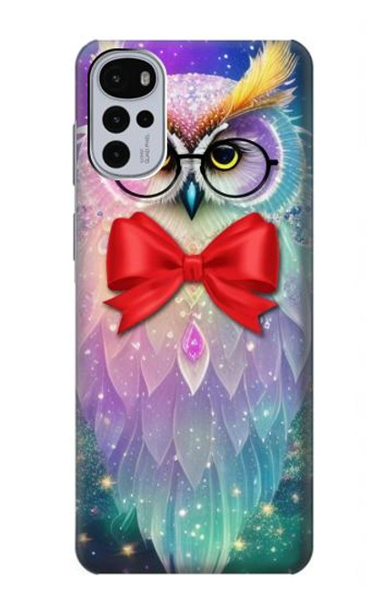 W3934 Hibou nerd fantastique Etui Coque Housse et Flip Housse Cuir pour Motorola Moto G22