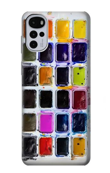 W3956 Graphique de boîte à palette aquarelle Etui Coque Housse et Flip Housse Cuir pour Motorola Moto G22