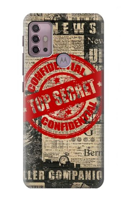 W3937 Texte Top Secret Art Vintage Etui Coque Housse et Flip Housse Cuir pour Motorola Moto G30, G20, G10