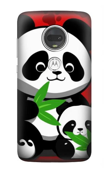 W3929 Panda mignon mangeant du bambou Etui Coque Housse et Flip Housse Cuir pour Motorola Moto G7, Moto G7 Plus