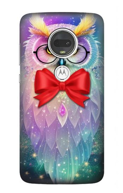 W3934 Hibou nerd fantastique Etui Coque Housse et Flip Housse Cuir pour Motorola Moto G7, Moto G7 Plus