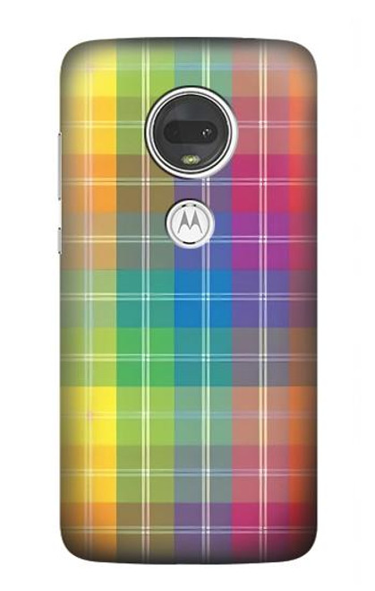 W3942 Tartan à carreaux arc-en-ciel LGBTQ Etui Coque Housse et Flip Housse Cuir pour Motorola Moto G7, Moto G7 Plus