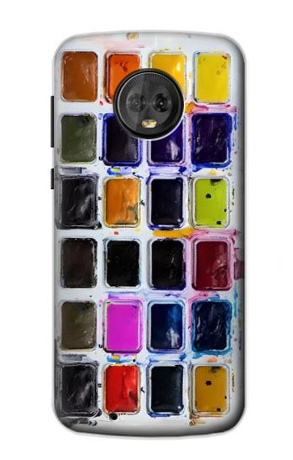 W3956 Graphique de boîte à palette aquarelle Etui Coque Housse et Flip Housse Cuir pour Motorola Moto G6