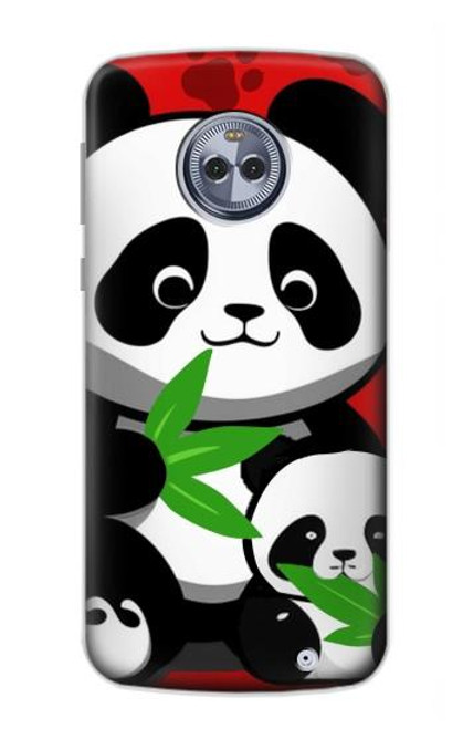 W3929 Panda mignon mangeant du bambou Etui Coque Housse et Flip Housse Cuir pour Motorola Moto X4