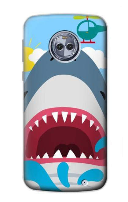 W3947 Caricature d'hélicoptère de requin Etui Coque Housse et Flip Housse Cuir pour Motorola Moto X4