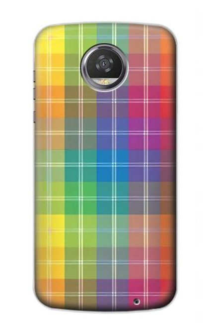 W3942 Tartan à carreaux arc-en-ciel LGBTQ Etui Coque Housse et Flip Housse Cuir pour Motorola Moto Z2 Play, Z2 Force