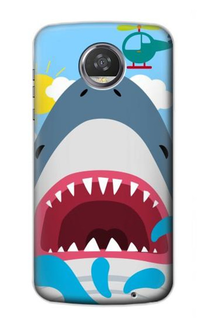 W3947 Caricature d'hélicoptère de requin Etui Coque Housse et Flip Housse Cuir pour Motorola Moto Z2 Play, Z2 Force