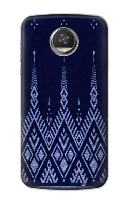 W3950 Motif textile thaïlandais bleu Etui Coque Housse et Flip Housse Cuir pour Motorola Moto Z2 Play, Z2 Force