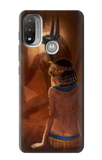 W3919 La reine égyptienne Cléopâtre Anubis Etui Coque Housse et Flip Housse Cuir pour Motorola Moto E20,E30,E40