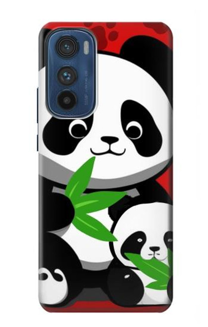 W3929 Panda mignon mangeant du bambou Etui Coque Housse et Flip Housse Cuir pour Motorola Edge 30