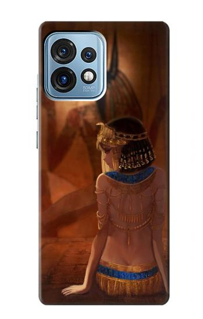 W3919 La reine égyptienne Cléopâtre Anubis Etui Coque Housse et Flip Housse Cuir pour Motorola Edge+ (2023), X40, X40 Pro, Edge 40 Pro