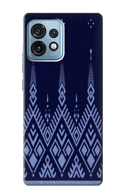 W3950 Motif textile thaïlandais bleu Etui Coque Housse et Flip Housse Cuir pour Motorola Edge+ (2023), X40, X40 Pro, Edge 40 Pro