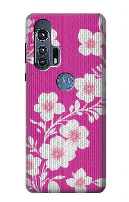 W3924 Fond rose fleur de cerisier Etui Coque Housse et Flip Housse Cuir pour Motorola Edge+