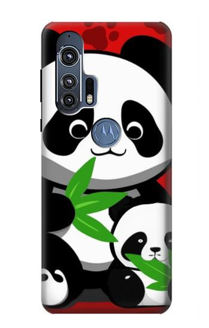 W3929 Panda mignon mangeant du bambou Etui Coque Housse et Flip Housse Cuir pour Motorola Edge+