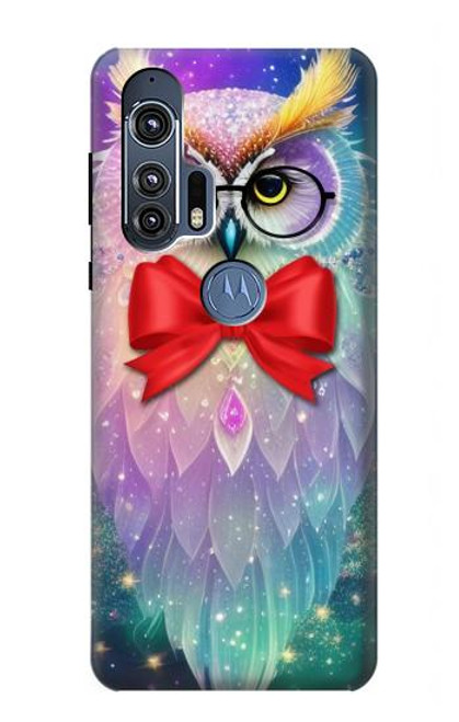 W3934 Hibou nerd fantastique Etui Coque Housse et Flip Housse Cuir pour Motorola Edge+