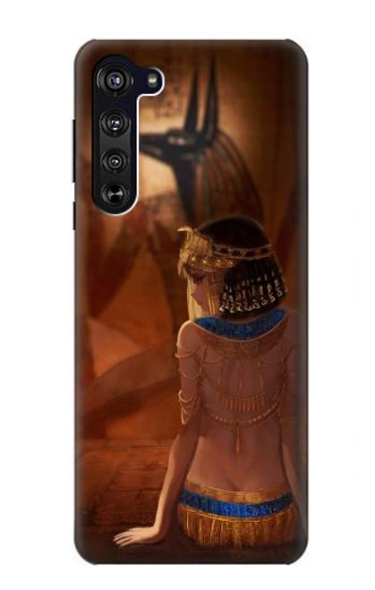 W3919 La reine égyptienne Cléopâtre Anubis Etui Coque Housse et Flip Housse Cuir pour Motorola Edge