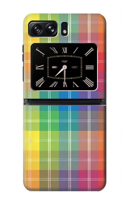 W3942 Tartan à carreaux arc-en-ciel LGBTQ Etui Coque Housse et Flip Housse pour Motorola Moto Razr 2022